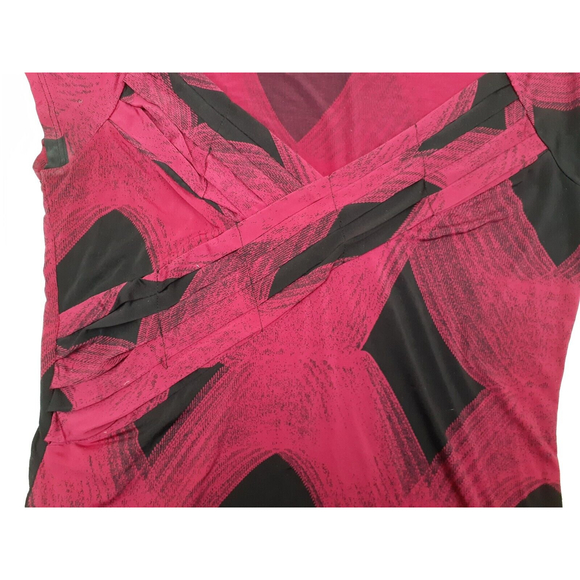 Worthington Women's Size S Maroon/Black Wrap-Design Blouse Short Sleeve Stretch - Picture 3 of 6